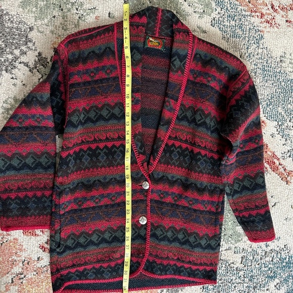 Vintage Alps Womans Medium Red Geometric Tribal Wool Jacket made in USA - Picture 7 of 15